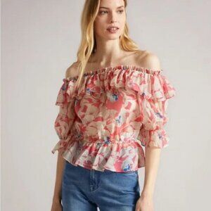 NWT Ted Baker London Off The Shoulder Top Pink